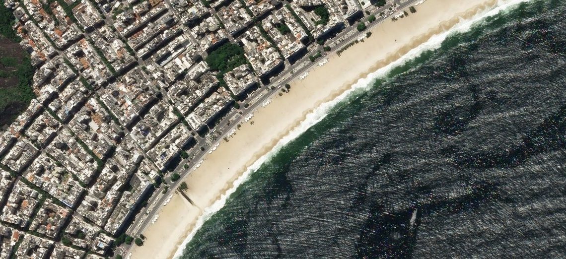 Une image satellitaire du bord de mer de San Francisco aux Etats Unis.